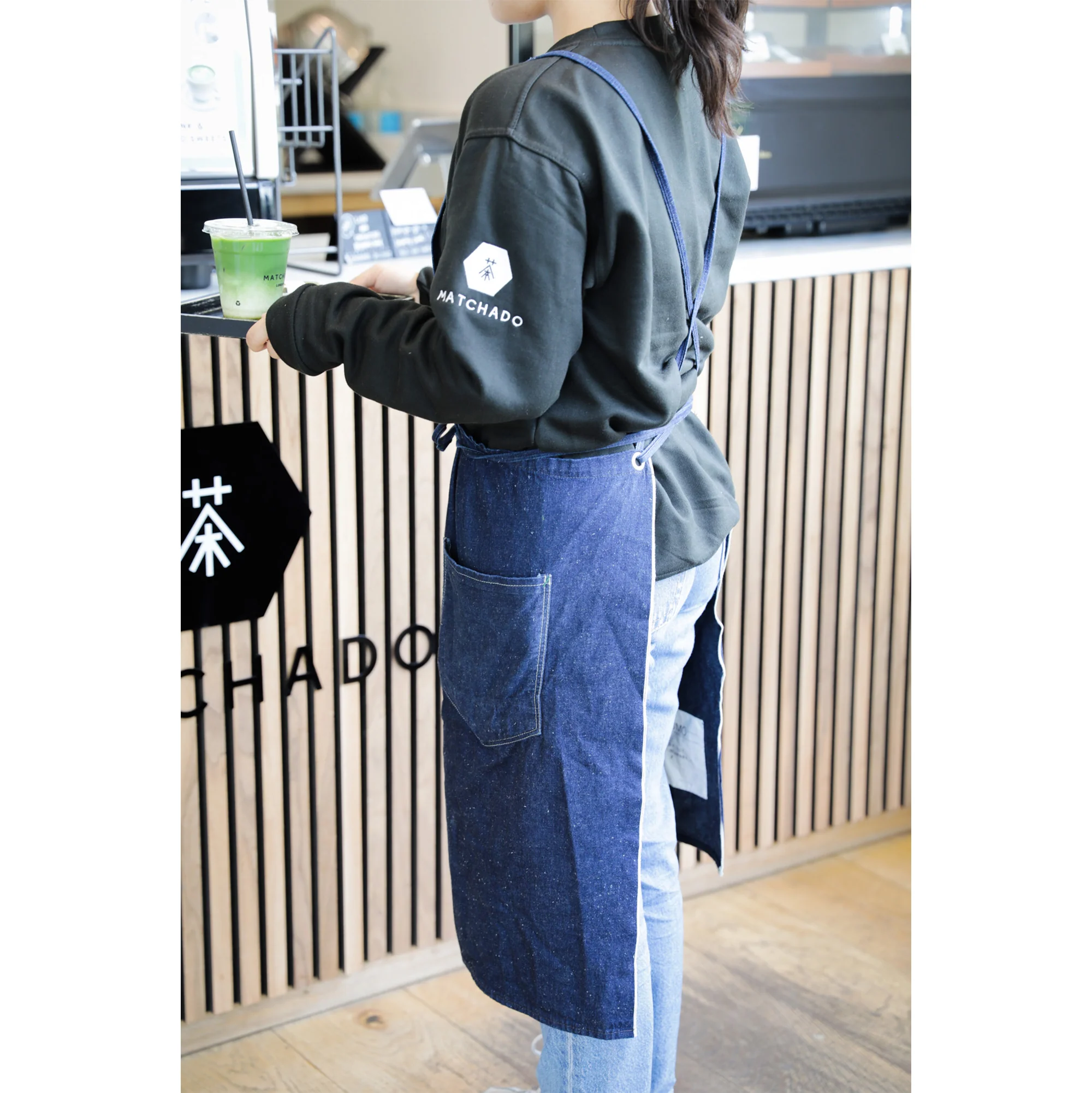 MATCHADO Japanese Denim Apron - Handmade in Okayama - Durable & Timeless Fade - Image 3